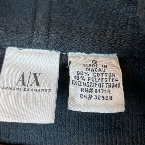 Armani Exchange Black Logo Chest Terry Zip Up Athletic Sport Collarless Jacket - Picture 6 of 7